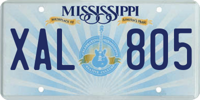 MS license plate XAL805