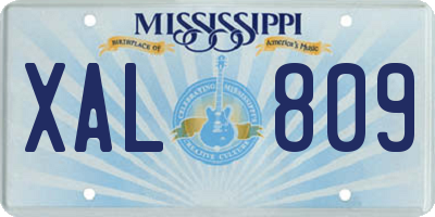 MS license plate XAL809