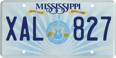 MS license plate XAL827