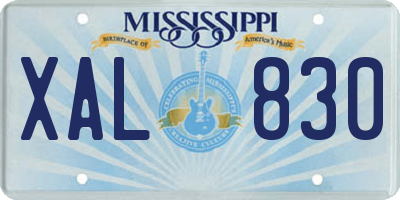 MS license plate XAL830