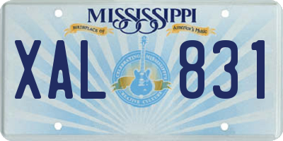 MS license plate XAL831