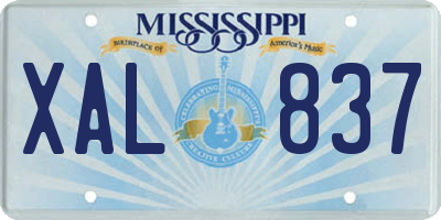 MS license plate XAL837