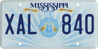 MS license plate XAL840