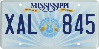 MS license plate XAL845