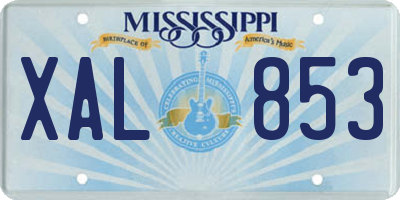 MS license plate XAL853