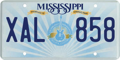 MS license plate XAL858