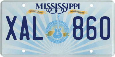 MS license plate XAL860