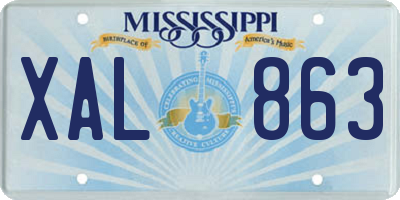 MS license plate XAL863