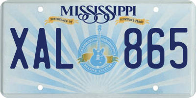 MS license plate XAL865