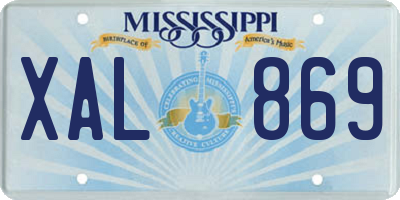 MS license plate XAL869