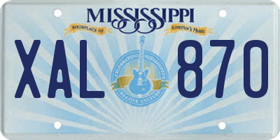 MS license plate XAL870