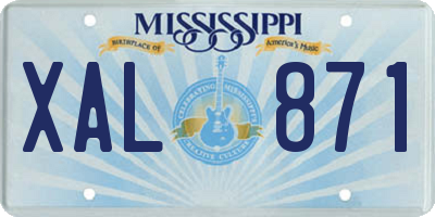 MS license plate XAL871