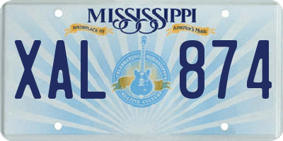 MS license plate XAL874