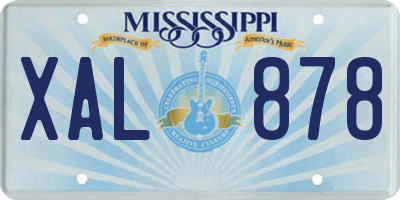 MS license plate XAL878