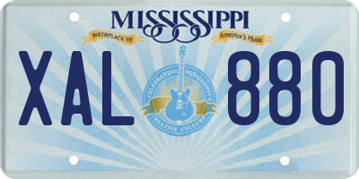 MS license plate XAL880