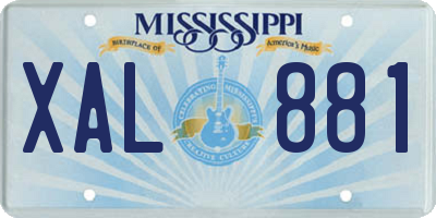 MS license plate XAL881
