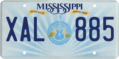 MS license plate XAL885