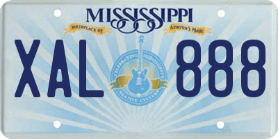 MS license plate XAL888