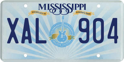 MS license plate XAL904