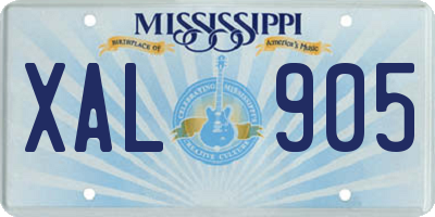 MS license plate XAL905