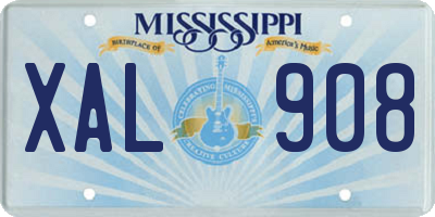 MS license plate XAL908