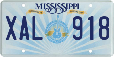 MS license plate XAL918