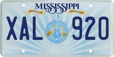 MS license plate XAL920