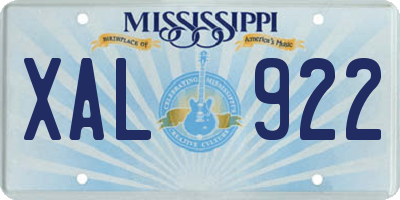 MS license plate XAL922