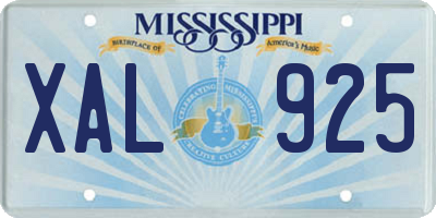 MS license plate XAL925