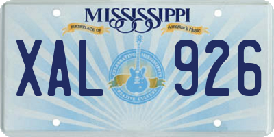 MS license plate XAL926