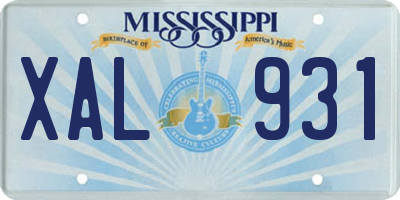 MS license plate XAL931