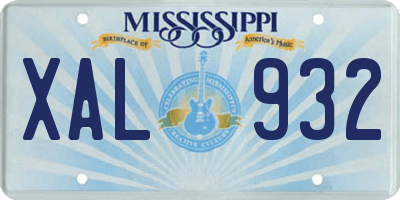 MS license plate XAL932