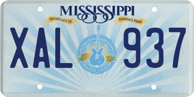 MS license plate XAL937