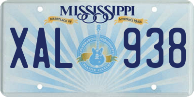 MS license plate XAL938