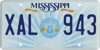 MS license plate XAL943