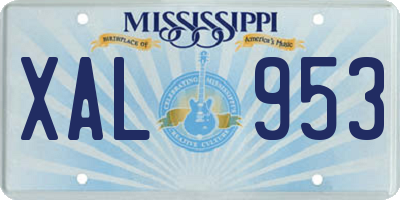 MS license plate XAL953
