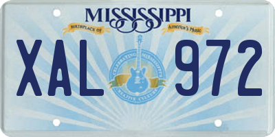 MS license plate XAL972