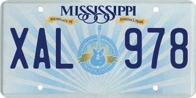 MS license plate XAL978