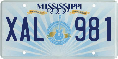 MS license plate XAL981