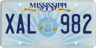 MS license plate XAL982