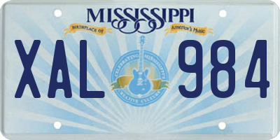 MS license plate XAL984