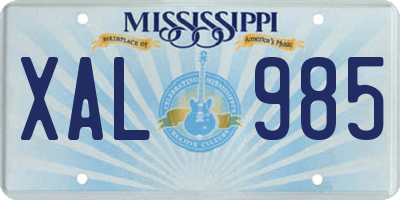 MS license plate XAL985