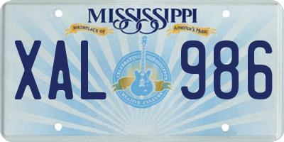 MS license plate XAL986