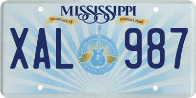MS license plate XAL987