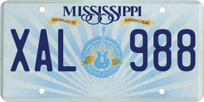 MS license plate XAL988