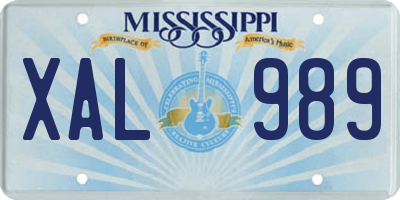 MS license plate XAL989