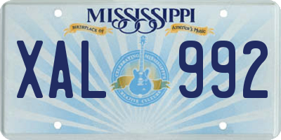 MS license plate XAL992