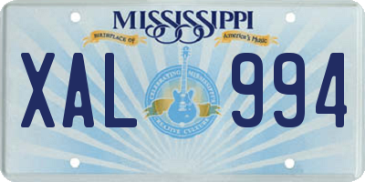 MS license plate XAL994