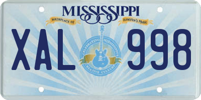 MS license plate XAL998