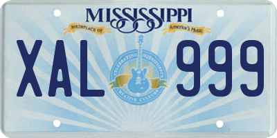 MS license plate XAL999